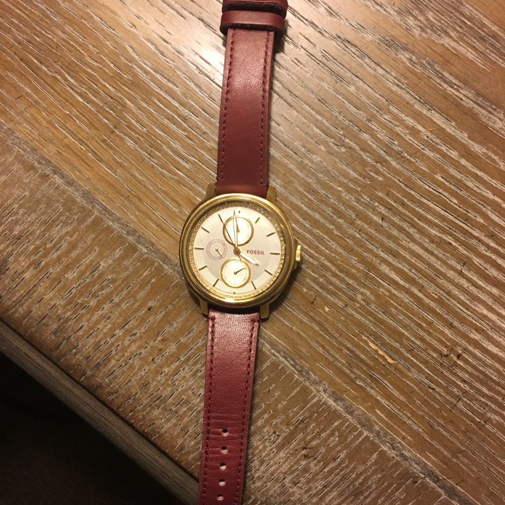 Leather fossil watch